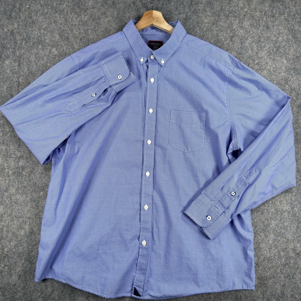 UNTUCKit Rossese Shirt Mens 2XL Blue Check Regular Fit Button Down Long Sleeve - Picture 2 of 15